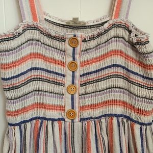 Ava James Striped Linen Knee Length Sun Dress